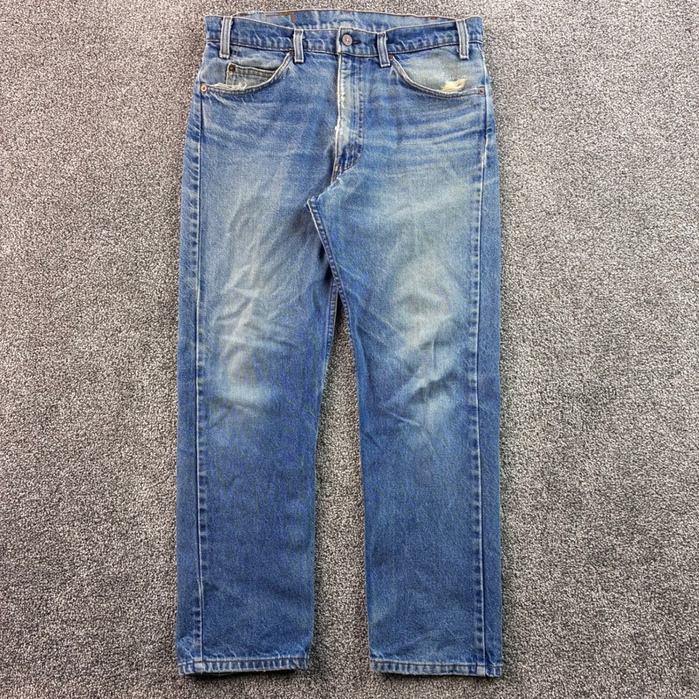 Vintage Levi's 505 Jeans Mens 34x27 Blue Faded Cotton Orange Tab Straight Leg